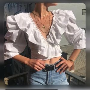 Courtyard LA Poet White Cotton Blouse